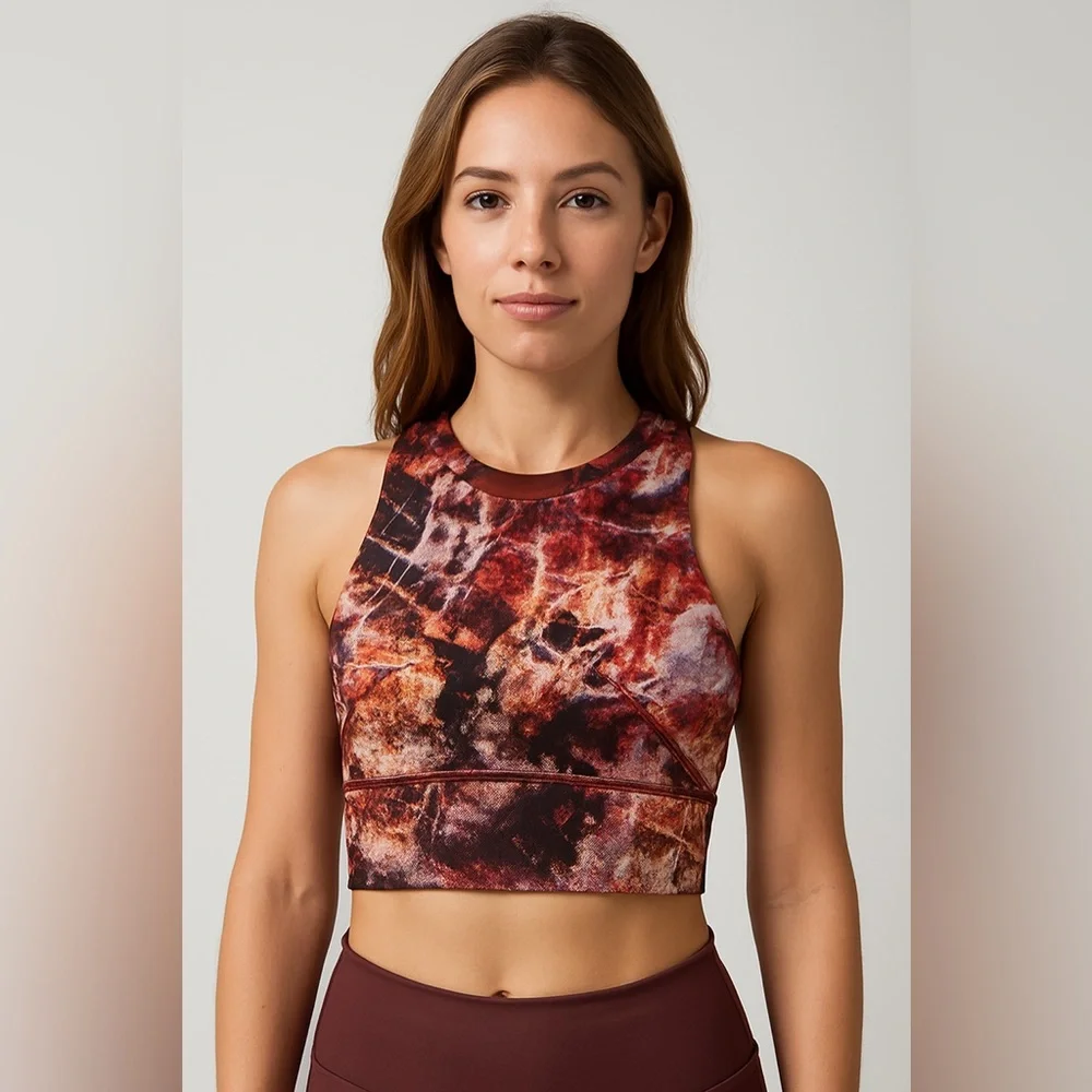 Lululemon Abstract Print Racerback Sports Bra Tank Top Women’s Size 4